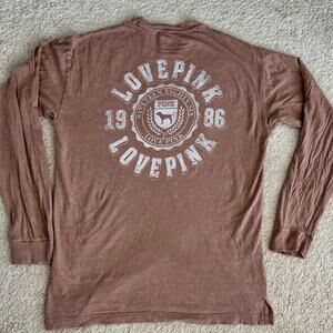 PINK Victoria's Secret Crest Logo Lounge Shirt Long Sleeve Medium Blush